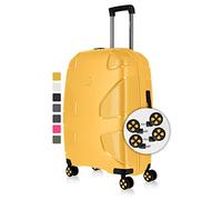 IMPACKT IP1 4-Wheel Hard case Made from Recycled Material, Sustainable Travel Suitcase with Interchangeable Click Wheels, Sunset Yellow, 67 cm (Größe M), Casual