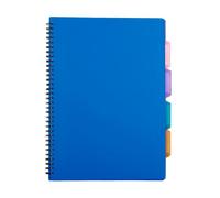IMPACT A4 Project Notebook - 4 Subject Dividers, Durable Polypropylene Cover, Twin-Wire Bound, 100 Ruled Pages (200 Use), Repositionable Tabs, A4 Ruled Project Book for School, Office & Home