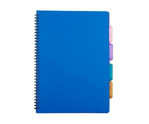 IMPACT A4 Project Notebook - 4 Subject Dividers, Durable Polypropylene Cover, Twin-Wire Bound, 100 Ruled Pages (200 Use), Repositionable Tabs, A4 Ruled Project Book for School, Office & Home