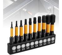 Impact Allen Hex Drill Bit Set, 10Pcs 1/4in Hex-Shank Allen Key Drill Bit(1.5-8mm), Allen Key Screwdriver CNC Machined Tips with Magnetism