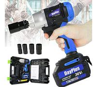 Impact Compact Wrench 420Nm Max Torque with 2X 6.0AH Li-ion Batteries 18V 3200 RPM Cordless Electric 1/2'' Driver Front LED Light Variable Speed with Sockets Charger and Case