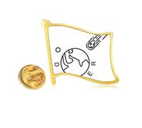 Impact Danger Earth Meteorites Golden Metal Flag Lapel Pin Badge