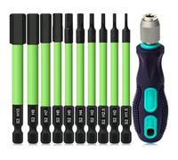 Impact Drill Allen Key Bit Set, 10PCS Hex Bit Set H1.5-H10 Allen Key Screwdriver Set, 89mm Long Metric Allen Key Drill Bit with Handle Screwdriver, Impact Driver Hex Head with 1/4 Inch Hexagon Shank