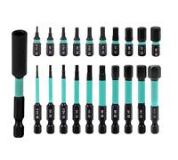 Impact Drill Allen Key Bit Set: 21 Piece 1/4-inch Hex Shank Drill Bit Set with Magnetic Bit Holder 25 mm + 60 mm Long Hex Bit Set H1.5/H2/H2.5/H3/H3.5/H4/H5/H6/H8/H10