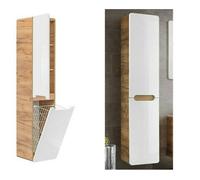 Impact Furniture Bathroom Laundry Cabinet Pull Out Tilt Out Basket Tall Wall Hung Unit Linen Storage Hamper White Gloss And Oak Arub