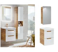 Impact Furniture Bathroom Vanity Mirror Unit 400mm Sink Wall Cabinet Set White Gloss Oak Aruba