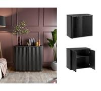 Impact Furniture Black Sideboard Cabinet Small Buffet Compact Slimline Storage Unit Ribbed Soft Close Doors Nuvo