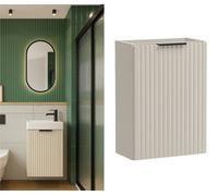 Impact Furniture Cloakroom Vanity Unit Small Sink Wall Cabinet En Suite Slimline Compact Fluted Cashmere Beige 40Cm 400mm Adel