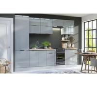 Impact Furniture Complete Fitted Kitchen Cabinets Set 11 Unit Wide Larder 60Cm Pantry 300Cm Light Grey Gloss Star