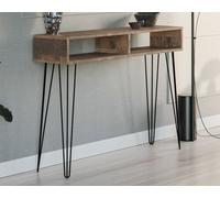 Impact Furniture Console Table Hallway Slim Desk Industrial Metal Hairpin Legs Loft Oak Effect Mr