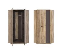 Impact Furniture Corner Wardrobe L Shaped Storage Double 2 Door Grey Oak Effect Hanging Rail Shelves Malcolm Bedroom