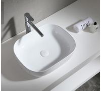 Impact Furniture Countertop Basin Oval Sink White Bathroom Ceramic 49Cm Sit On Quality Finish 490mm X 395mm Up
