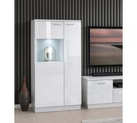 Impact Furniture Display Cabinet Glass Unit Small Glazed Modern Bookcase Storage Buffet White Gloss Sol