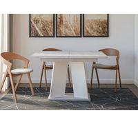 Impact Furniture Extendable Dining Table Grey Kitchen 120-160Cm Small Table With White V Leg Seats 4 6 8 Mufo