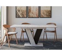 Impact Furniture Extendable Dining Table Grey Stone Effect Black Kitchen 120-160Cm Modern V Leg 4 6 8 Seater Vera