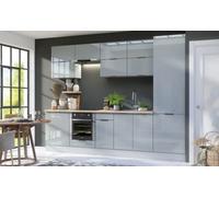 Impact Furniture Fitted Kitchen Cabinet Set 12 Unit Complete Kitchen Light Grey Gloss Tall Larder Pantry 300Cm Star