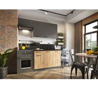 Impact Furniture Kitchen Cabinet Set 5 Units 180Cm Soft Close Oak / Dark Grey Storage Clara