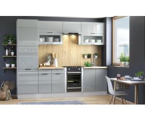 Impact Furniture Kitchen Cabinet Set 7 Unit 600mm Larder Pantry Storage Soft Close Modern Light Grey Gloss Fitted Kitchen Star