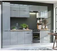 Impact Furniture Kitchen Cabinets 11 Unit Set Light Grey Gloss Modern Slim Larder Storage Soft Close 280Cm Fitted Kitchen Star