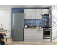 Impact Furniture Kitchen Cabinets 5 Unit Set Soft Close 180Cm Modern Kitchenette Light Grey Gloss Storage Fitted Kitchen Star