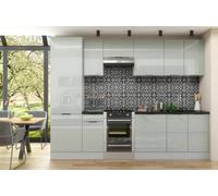 Impact Furniture Kitchen Cabinets 8 Unit Set Wide 600mm Larder Pantry 3M Light Grey Gloss Fitted Kitchen Star