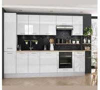 Impact Furniture Kitchen Cabinets Set 9 Unit 280Cm Package With Tall Slim Larder And Oven Housing Modern White Gloss Cupboards Ella