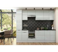 Impact Furniture Kitchen Cabinets Set 9 Units Slim Larder Soft Close 280Cm Light Grey Gloss Fitted Kitchen Star