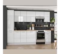 Impact Furniture Kitchen Cabinets White Gloss 8 Units With Slim Larder 280Cm Package Modern Set Soft Close Flat Pack Ella