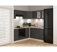 Impact Furniture Kitchen Corner Cabinets Set 11 Units Grey Shaker Modern Freestanding L Shaped Cupboards Complete Diy Fitted Junona