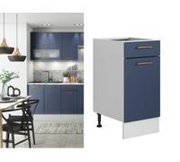 Impact Furniture Kitchen Drawer Unit 400mm Cabinet Slim Freestanding Cupboard Navy Dark Blue Fronts - Nora