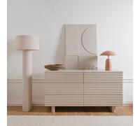 Impact Furniture Large 6 Drawer Chest Of Drawers Fluted Ribbed Cashmere Beige Sideboard Storage 150Cm Toyo