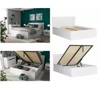 Impact Furniture Ottoman King Size Bed Frame Euro 160Cm Gas Lift Up Storage White Gloss Bed Tetrix