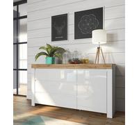 Impact Furniture Sideboard Cabinet Large 3 Drawers Unit Modern White Gloss Oak Effect Soft Close Storage Holten