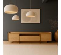 Impact Furniture Sideboard Lowboard Tv Unit Long Low Cabinet 200Cm Wide Storage Washed Light Oak Modern Japandi