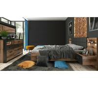 Impact Furniture Super King Size Bed Luxury Euro Frame With Bedsides Cabinet Led Lights & Sideboard Oak Black Bedroom Furniture Kassel