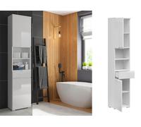 Impact Furniture Tall Bathroom Cabinet Freestanding Storage Drawer Unit Floor Standing Tallboy White Gloss Spice