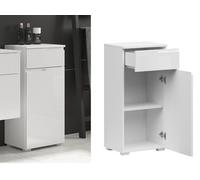 Impact Furniture White Bathroom Cabinet Freestanding Storage Unit With Drawer White Gloss Slim Narrow 400mm Floor Unit Spice