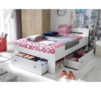 Impact Furniture White Double Bed Frame Storage Drawers Euro Headboard Solid Slats Shelves Nepo