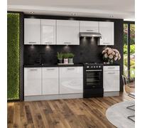 Impact Furniture White Gloss Kitchen Cabinets 7 Unit Package 240Cm Set Modern Complete Flat Pack Soft Close Ella