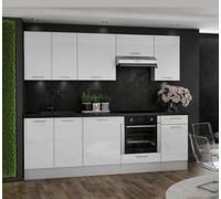 Impact Furniture White Gloss Kitchen Cabinets Set 8 Unit Modern Complete Flat Pack Package 240Cm Diy Quality Cupboards Ella