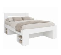 Impact Furniture White King Size Storage Bed Frame With Shelves Built In Shelving Euro 160Cm Solid Wood Slats Nepo