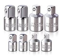 Impact Grade Socket Adapter Extension Set Turns Power Drill Into High Speed Nut Driver,1/4-Inch Hex Shank to Drive for Adapters to Use with Drill Chucks, Sizes 1/4" 3/8" 1/2", Cr-V, 8 Piece