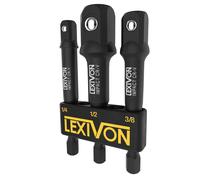 Impact Grade Socket Adapter Set 3 Extension Bit with Holder 3 Piece 1/4 3/8 and