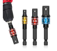 Impact Grade Socket Adapter Set, Extension Bit 1/4, 3/8, 1/2 Wrenches Drill Bit Hex Adapters High Speed Nut Drill for Cordless Drills Screwdrivers DIY Tools for Men Mechanics Handymen Gift Ideas
