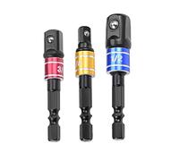 Impact Grade Socket Adapter Set Turns Power Drill Into High Speed Nut Driver 1 4-Inch Hex Shank to Drive Adapters Heat-Treated Chrome Vanadium Steel Compatible with All Drills