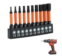 Impact Hex Head Allen Wrench Drill Bit Set - 10pcs Metric (1.5mm-8mm), 1/4” Hex-Shank S2 Steel Bits with Magnetism, Torsion Zone, and Storage Box for Impact Driver and Heavy Screw Driving