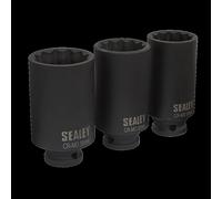 Impact Hub Nut Socket Set 3pc 12-Point 1/2"Sq Drive