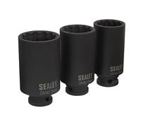 Impact Hub Nut Socket Set 3pc 12-Point 1/2"Sq Drive - Sealey SX051 New