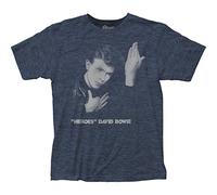 Impact Men's David Bowie Heroes Album Cover T-Shirt - Blue - Large