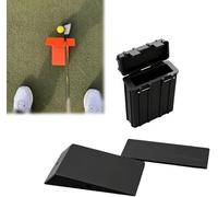 Impact Position Golf Swing Trainer - Wedge Training Aid for Chipping Practise, Improves Strike Quality & Swing Path with Guide Wall (black)
